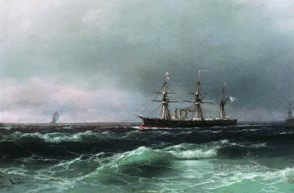 ship at sea 1870 Romantic Ivan Aivazovsky Russian Oil Paintings